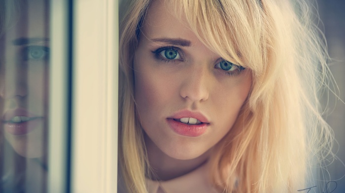 girl, Jack Russell, portrait, blonde, face