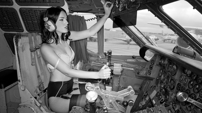 girl with planes, lingerie, girl