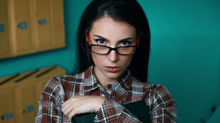 portrait, girl, face, girl with glasses