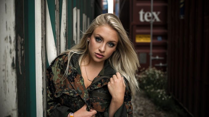 blonde, portrait, face, girl