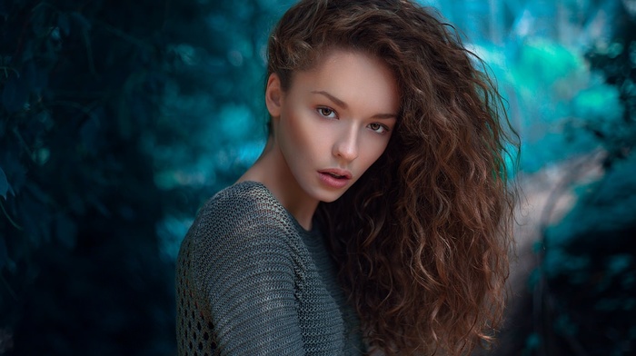 girl, Lisa Alexanina, face, curly hair, portrait