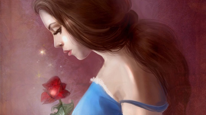 artwork, girl, rose