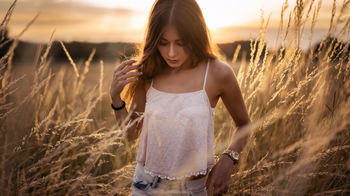 sunset, jean shorts, girl, girl outdoors