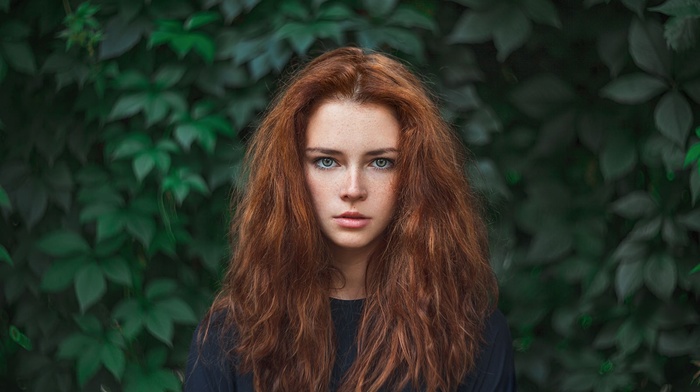 redhead, girl, face, portrait