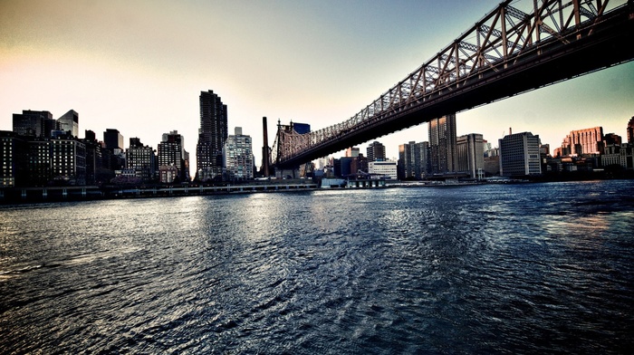 Queensboro Bridge, building, New York City, water, sea, cityscape, USA, city