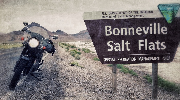 road, signs, USA, motorcycle, landscape, Utah