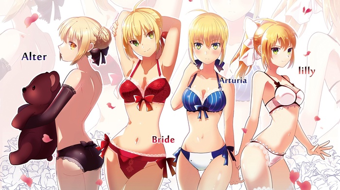 anime girls, underwear, Saber, Saber Lily, fate series, Saber Alter, blonde