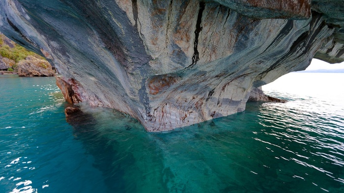 nature, Chile, turquoise, water, cave, landscape, erosion, cathedral, lake