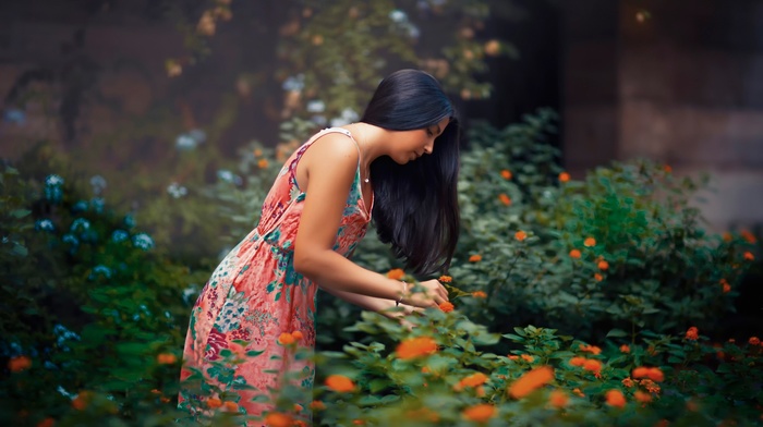 model, plants, girl