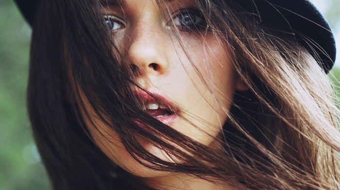 hair, brunette, hat