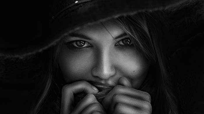 girl, model, monochrome