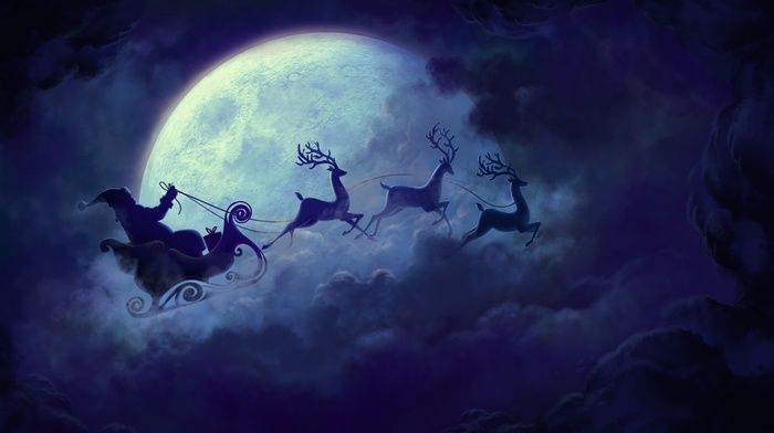 Christmas, reindeer, Santa Claus