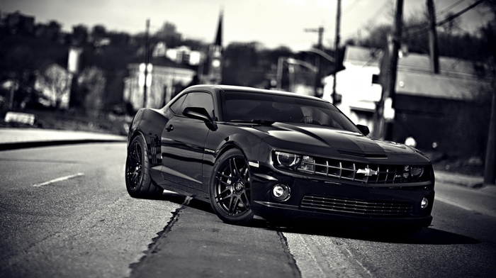 black, car, coupe, muscle cars, Chevrolet Camaro
