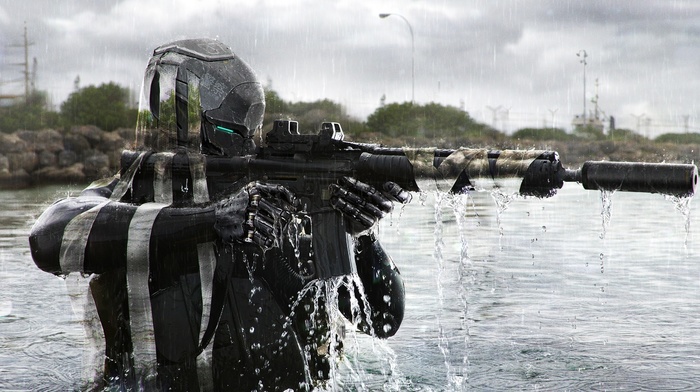 soldier, artwork, futuristic, Neo Japan 2202, cyborg, camouflage, digital art