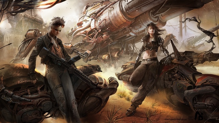 apocalyptic, artwork, spaceship, girl