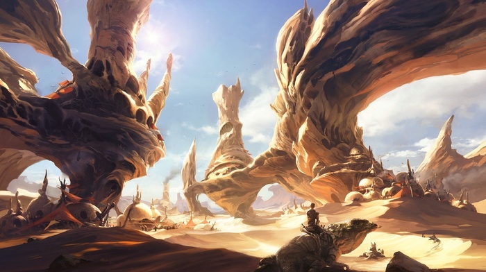 desert, sand, landscape, planet, artwork