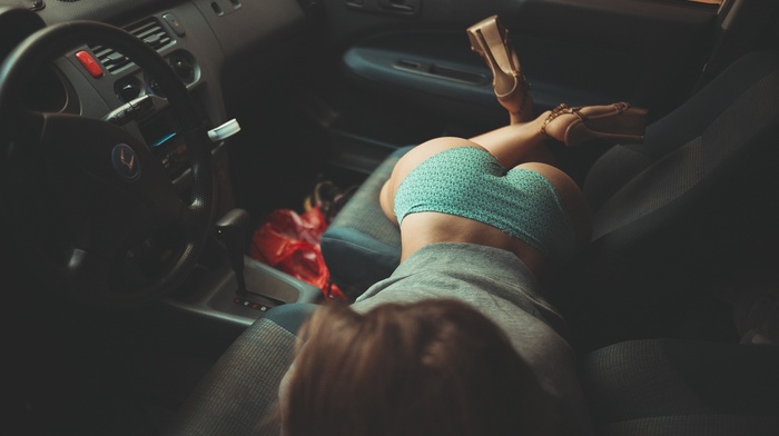 high heels, car, girl