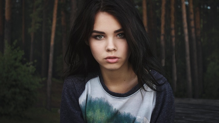 face, girl, portrait, forest