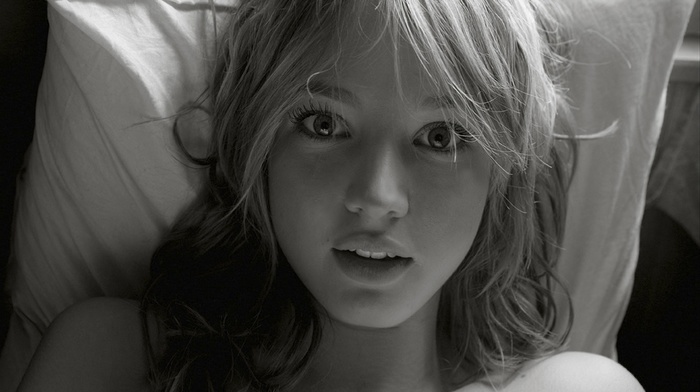 girl, monochrome