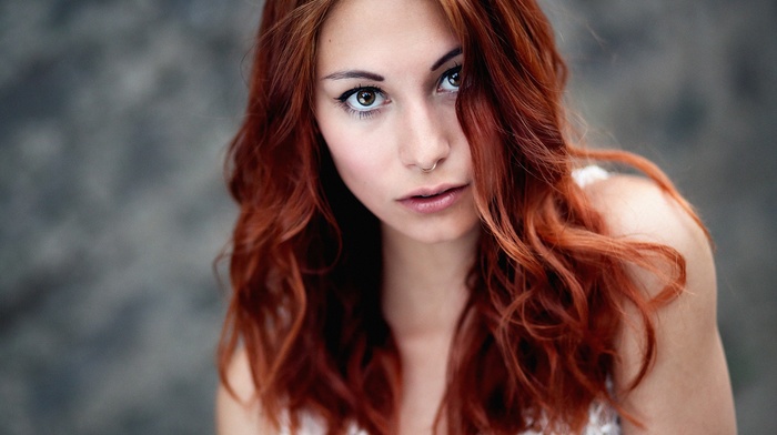 Victoria Ryzhevolosaya, portrait, nose rings, redhead, face, girl