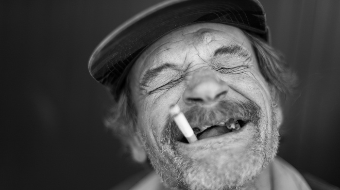 old people, smoking, men, laughing