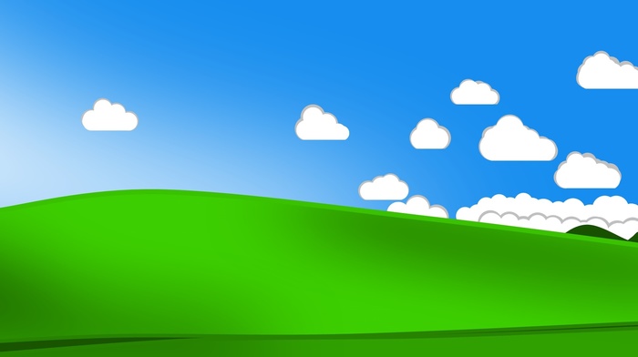 valley, bliss, clouds, minimalism, Windows XP