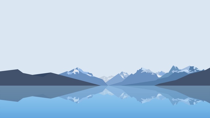 minimalism, reflection, lake, mountain