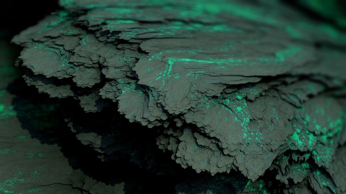 Procedural Minerals, digital art, green, mineral, artwork, CGI, abstract