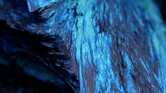 blue, render, abstract, depth of field, mineral, Procedural Minerals, artwork, CGI, digital art