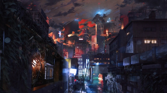 cyberpunk, digital art, futuristic, artwork, city