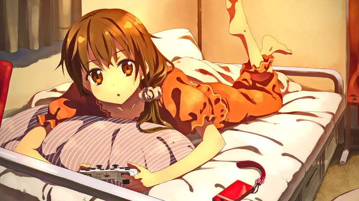 anime girls, playstation, Yuuki Tatsuya, bedrooms, original characters