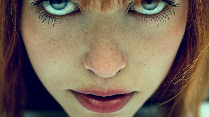 redhead, face, girl, closeup