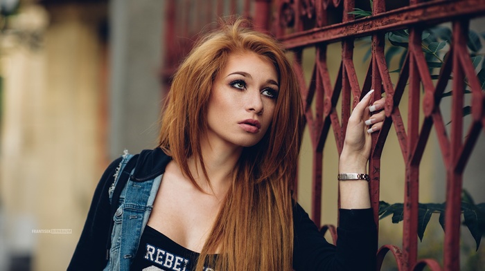 girl, face, redhead, portrait, looking away