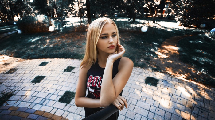 girl, Alla Emelyanova, model, portrait, blonde, looking away, piercing