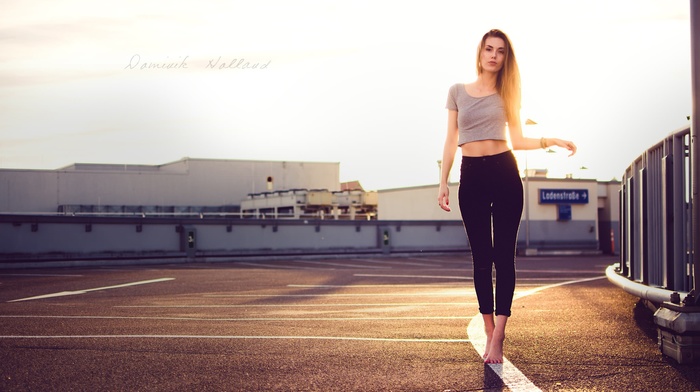 portrait, girl, blonde, pants