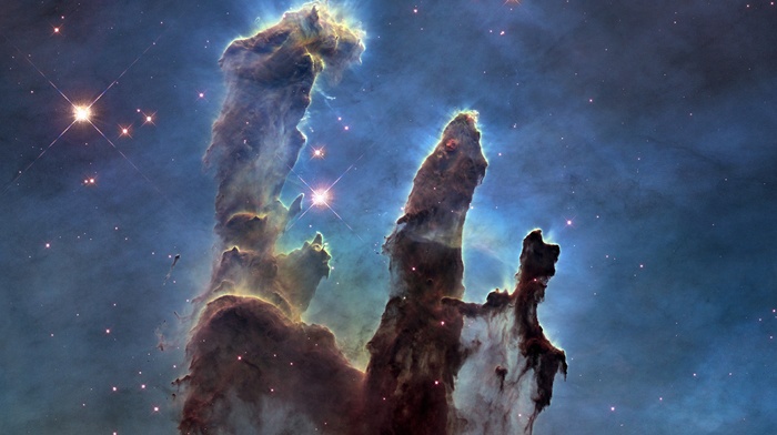 Pillars of Creation, stars, nebula, space