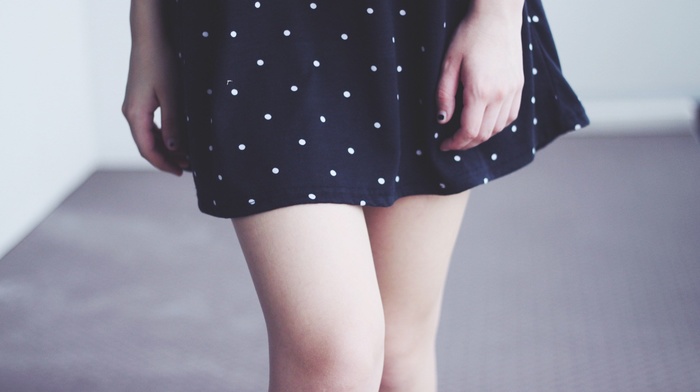 legs, girl, polka dots, skirt