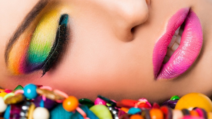 face, colorful, lips, open mouth, model, bright, closeup, girl, lipstick, makeup, closed eyes
