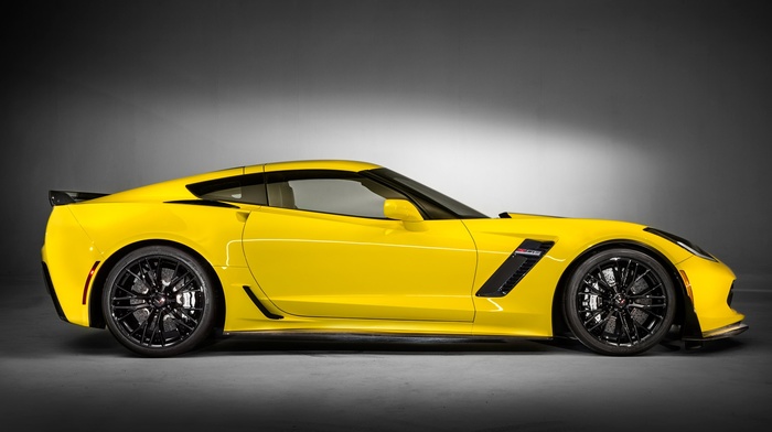 side view, Chevrolet Corvette Z06, car, yellow cars, 2015 Chevrolet Corvette Z06