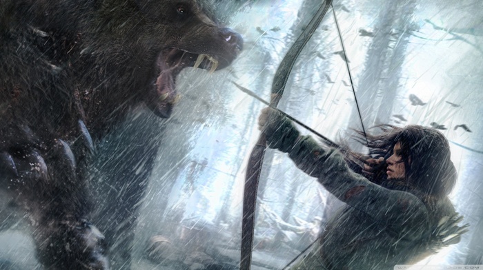 bow and arrow, bears, Tomb Raider, Rise of the Tomb Raider