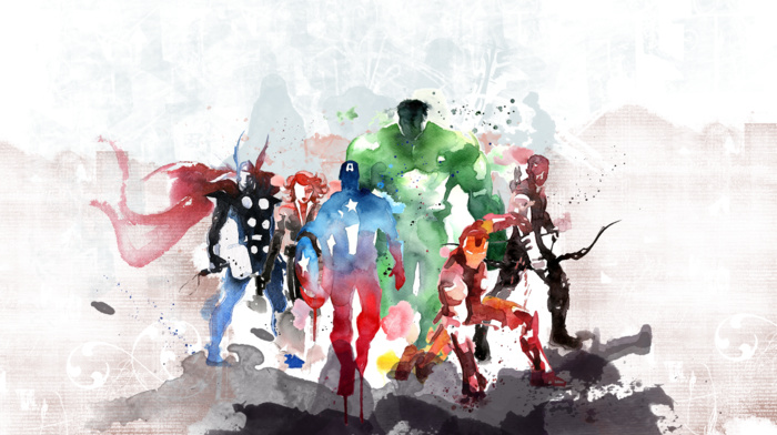 Hulk, Captain America, hawkeye, Thor, Iron Man, Black Widow, The Avengers