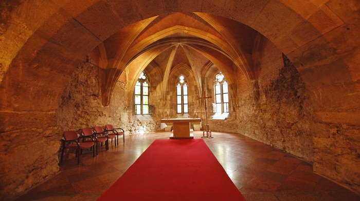 cross, church, chair, interiors, Altar, castle