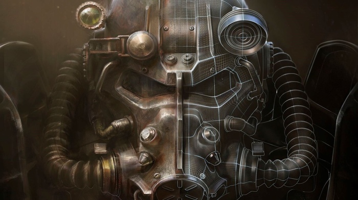 Fallout, helmet, power armor, Fallout 4, Bethesda Softworks, video games, artwork