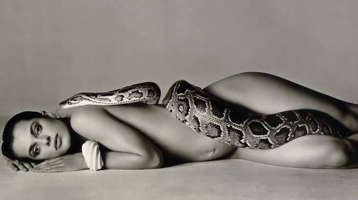 snake, non, nude, monochrome, Nastassja Kinski
