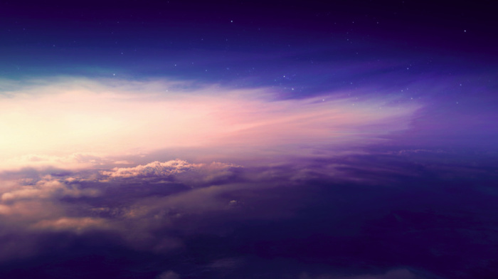 nature, stars, sunset, color correction, clouds