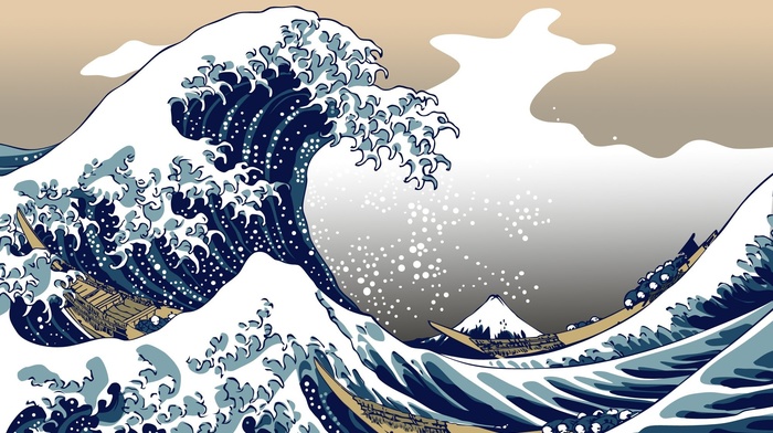 nature, blue, The Great Wave off Kanagawa