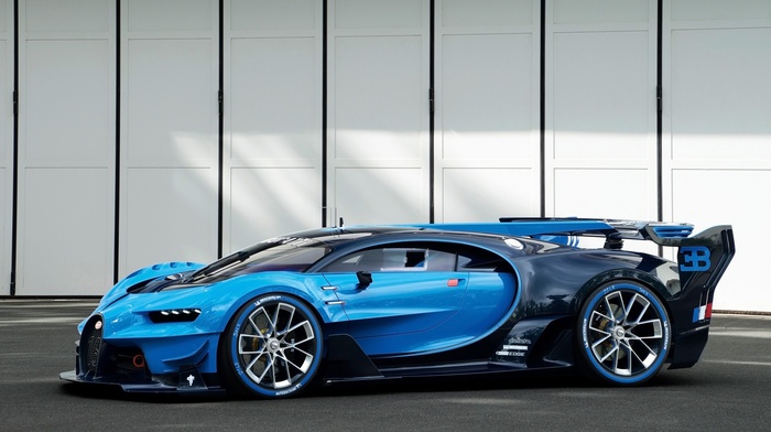 blue cars, car, Bugatti Veyron, Bugatti Vision Gran Turismo, vehicle