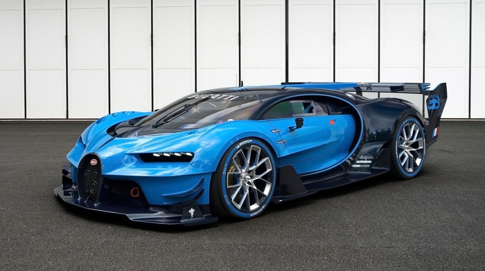 blue cars, Bugatti Veyron, car, Bugatti Vision Gran Turismo, vehicle