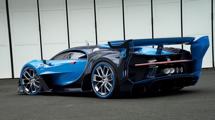 vehicle, blue cars, Bugatti Vision Gran Turismo, car, side view