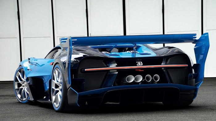 car, rear view, Bugatti, blue cars, Bugatti Vision Gran Turismo